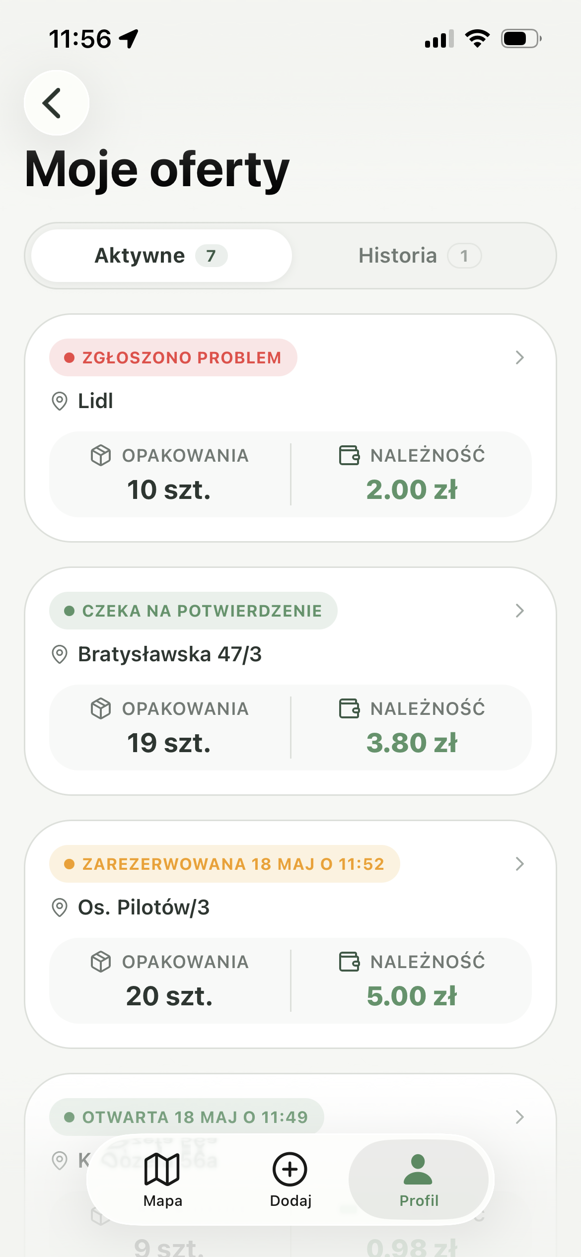 Zarządzanie ofertami - ekran 1